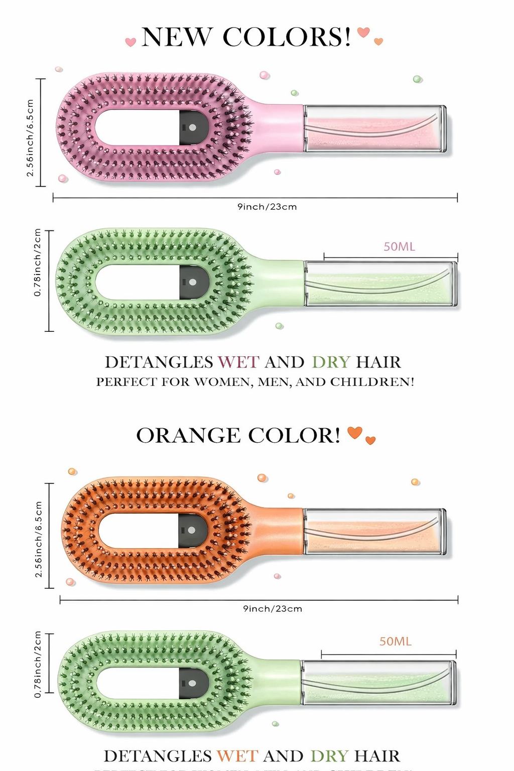 2in1 Hair Brush with Water Mist Spray