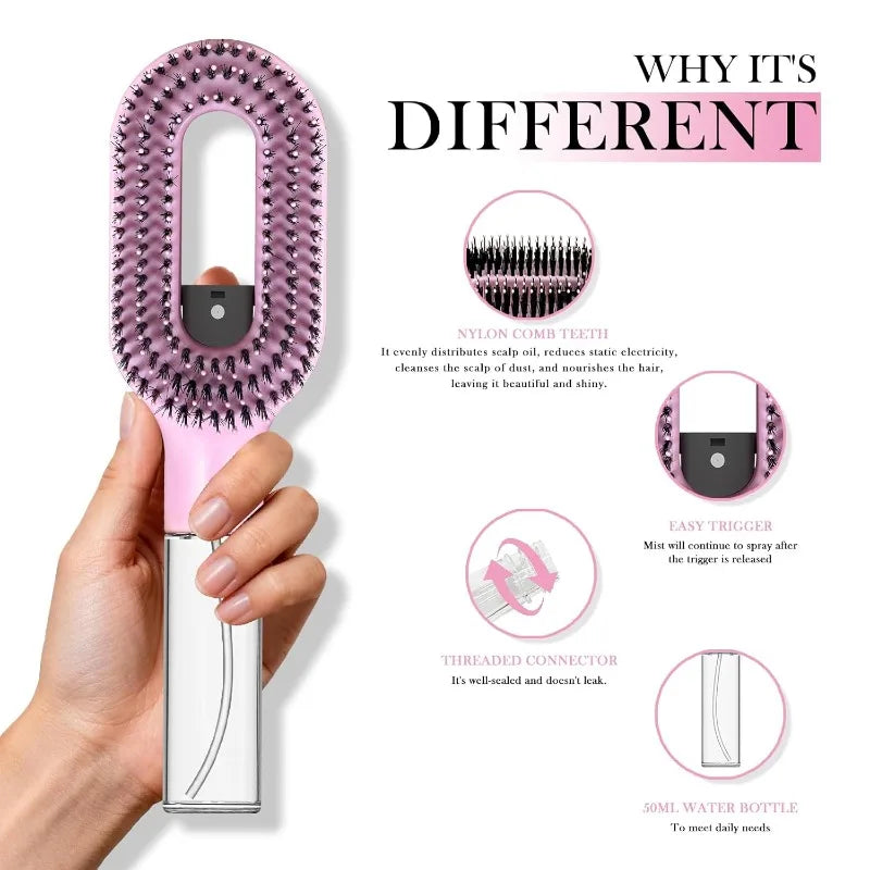 2in1 Hair Brush with Water Mist Spray